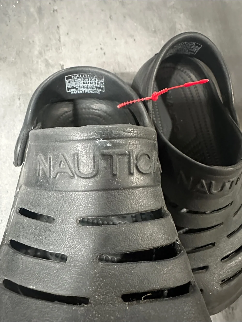 Nautica Black Vented Slip-On Clogs with Red Tag